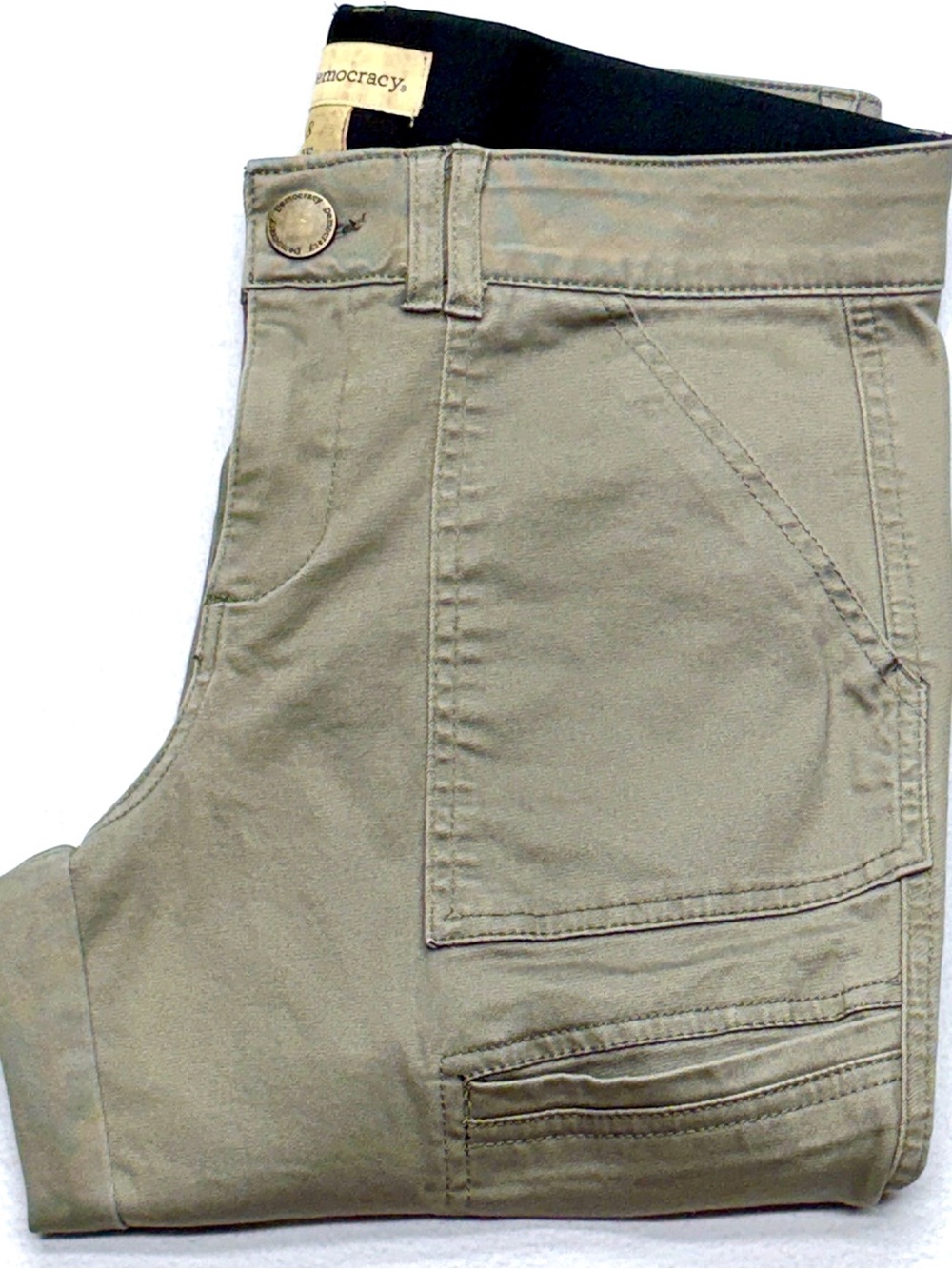 Democracy Ab Solution Cropped Pants Olive Cargo Stretch Women’s 8